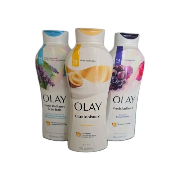 Lot of 3 Olay Body Wash 22 oz Variety Pack Shea Butter Lavender Berries New - Picture 2 of 4